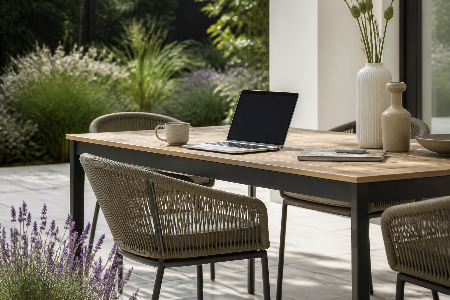 Welke tuinset maakt thuiswerken buiten comfortabeler?